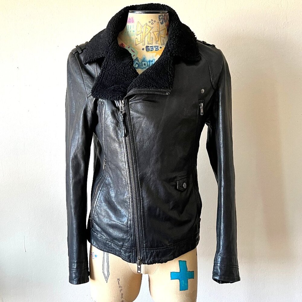 MACKAGE Lamb Shearling Leather Jacket Moto 36